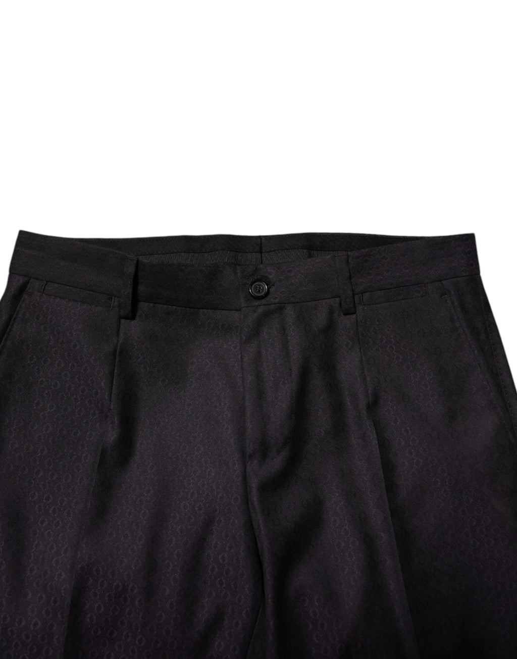 Dolce & Gabbana Black Wool Patterned Formal Pants
