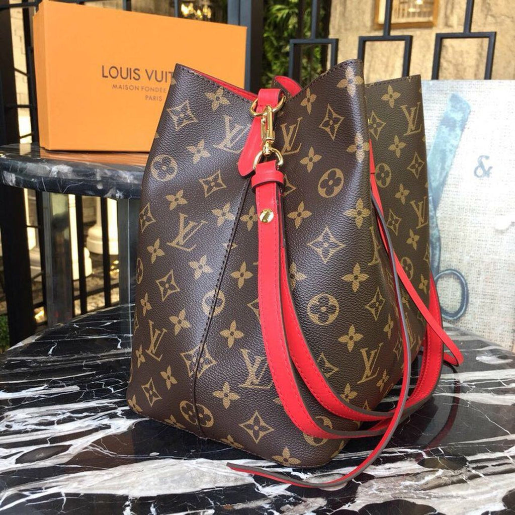 Louis Vuitton NeoNoe MM Bucket Bag Monogram Canvas Coquelicot Red For Women, WomenÃƒÂ¢Ã¢â€šÂ¬Ã¢â€žÂ¢s Handbags, Shoulder And Crossbody Bags 10.2in/26cm Louis Vuitton M44021