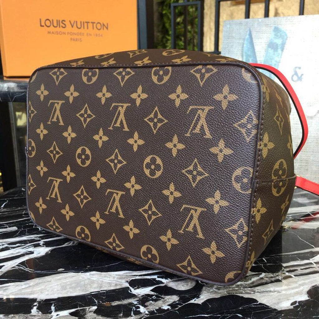 Louis Vuitton NeoNoe MM Bucket Bag Monogram Canvas Coquelicot Red For Women, Women’s Handbags, Shoulder And Crossbody Bags 10.2in/26cm Louis Vuitton M44021