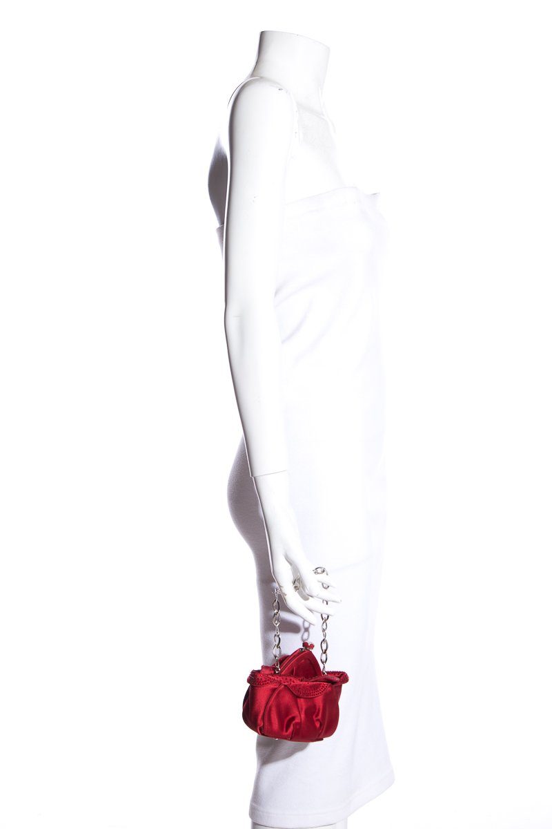 Judith Leiber Red Satin Clutch