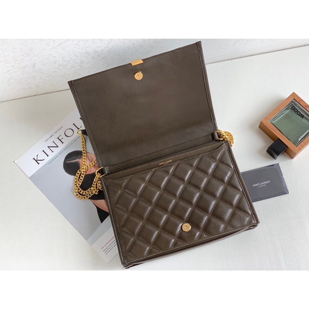 Saint Laurent Becky Small Shoulder Bag Brown For Women 10.5in/27cm YSL