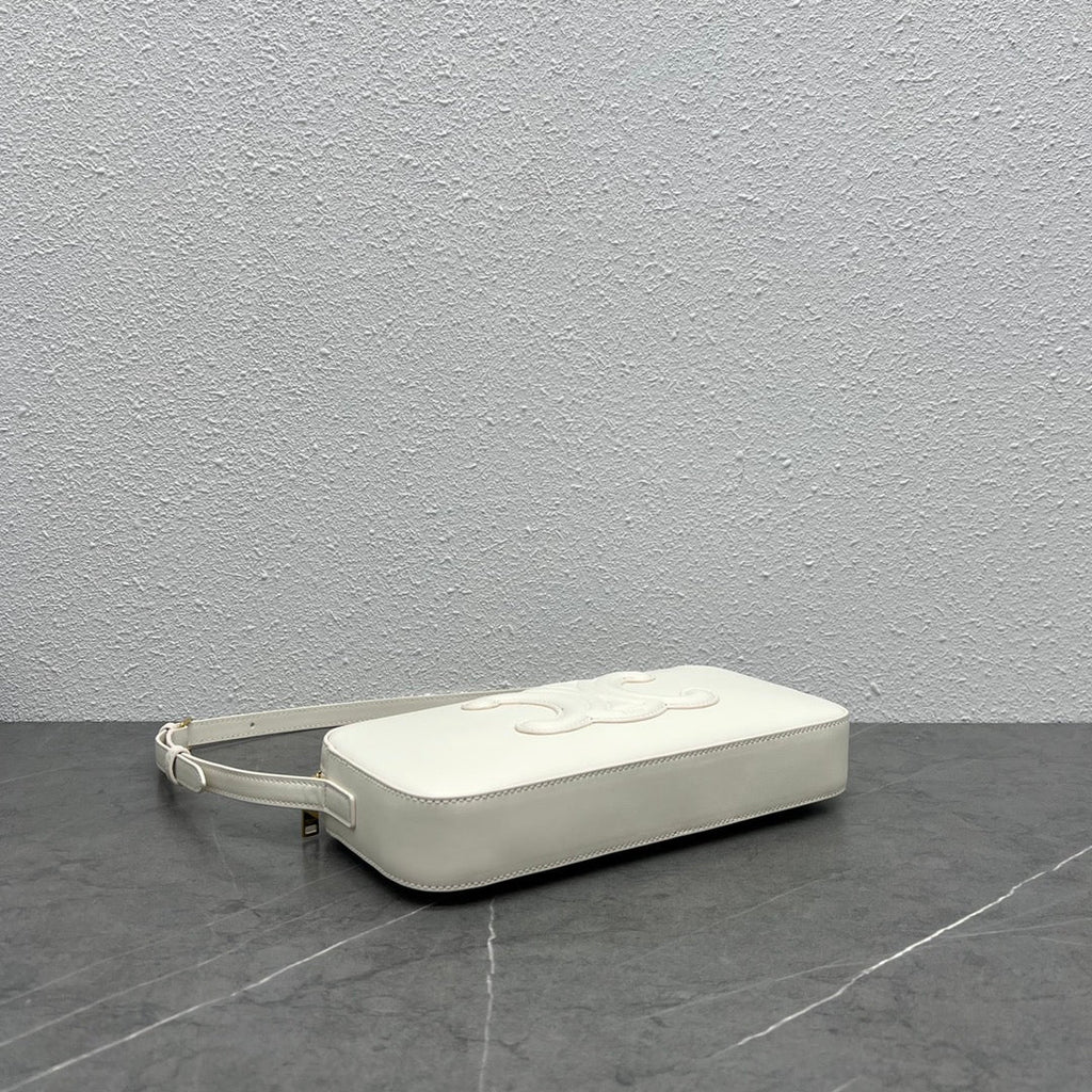Camera Shoulder Bag Cuir Triomphe White For Women 10in/26cm