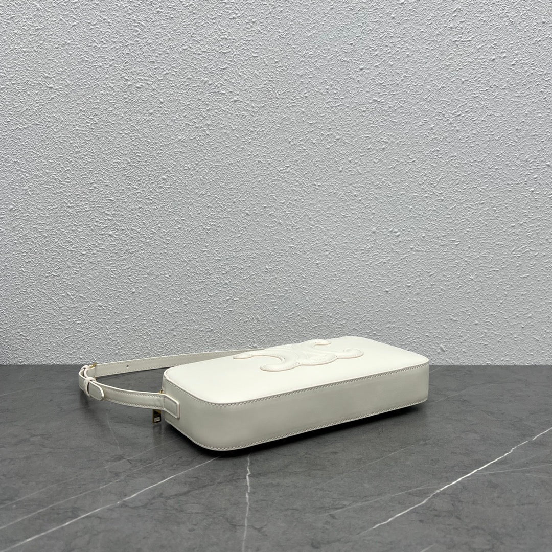 Camera Shoulder Bag Cuir Triomphe White For Women 10in/26cm