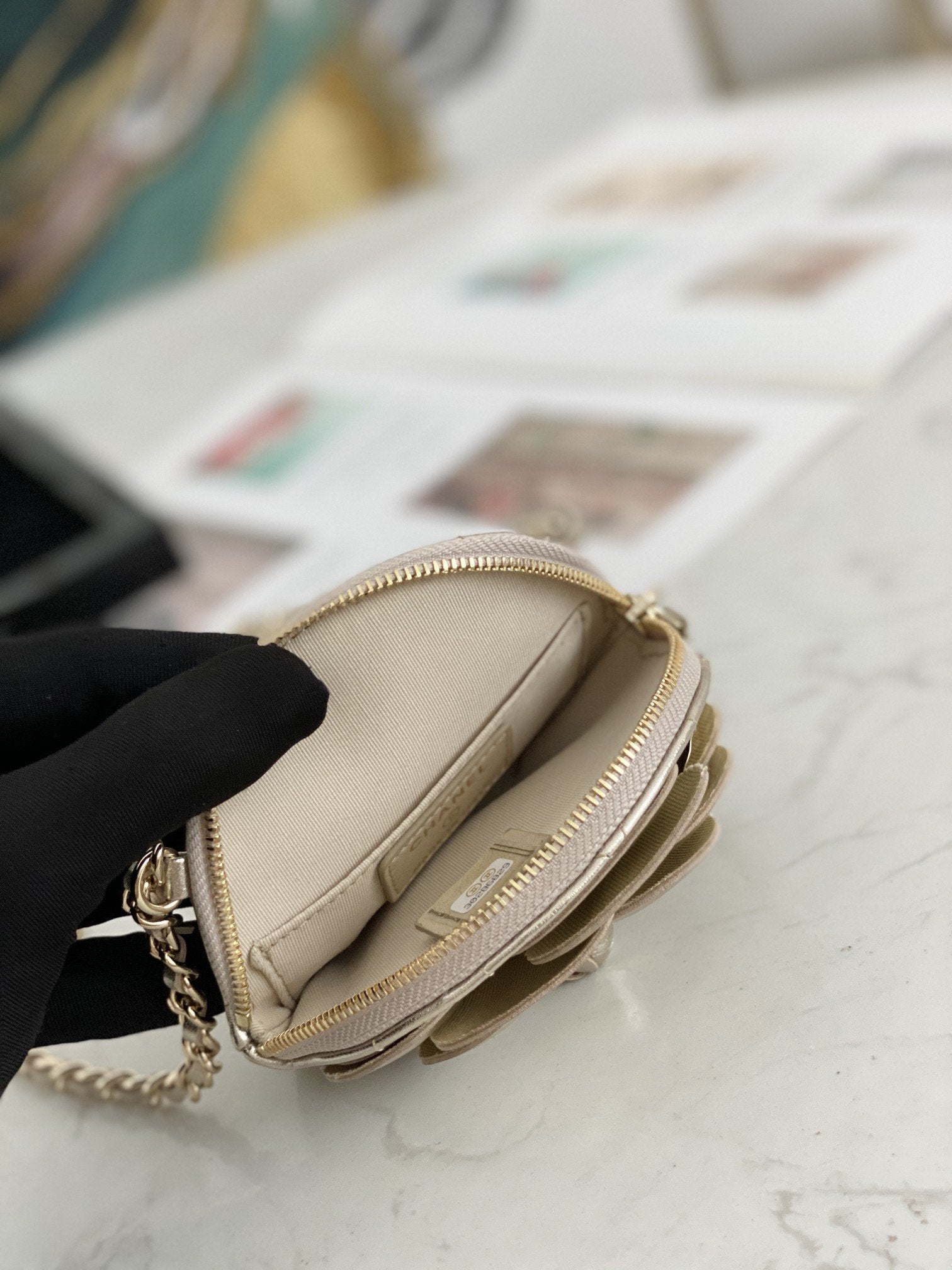 Chanel Camellia Clutch With Chain Gold Bag For Women 11cm/4in