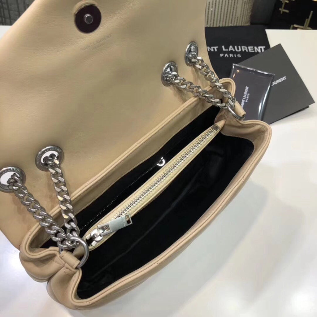 Top Quality Loulou Small Chain Bag In MatelassÃ© "Y" Beige For Women 9.8in/23cm YSLÂ 