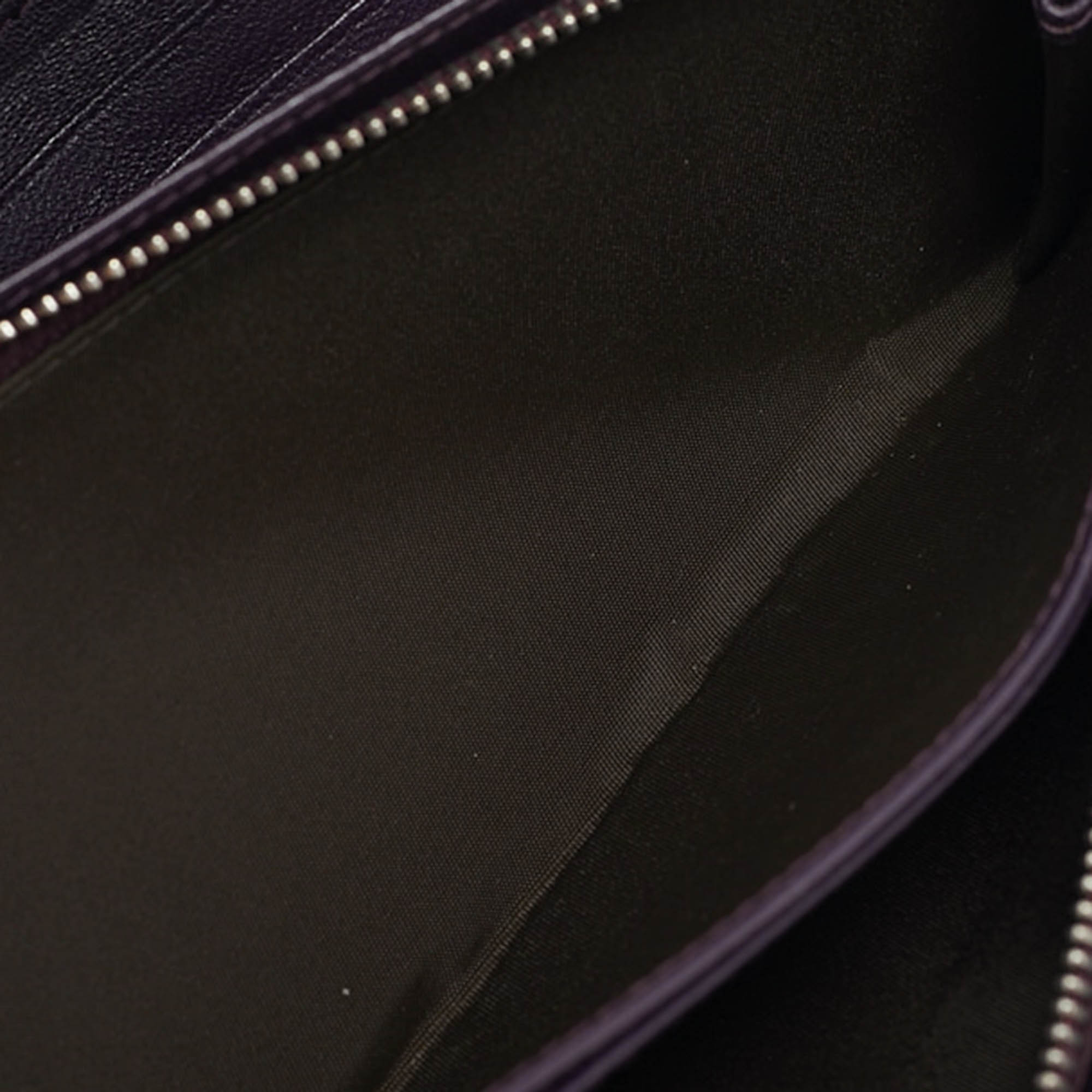 Dior Purple Cannage  Leather Lady Dior Wallet On Chain