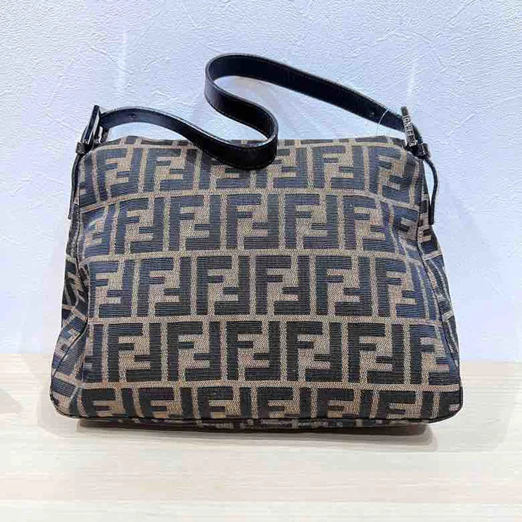 Zucca Print Mamma Baguette Shoulder Bag, Brown Canvas & Leather