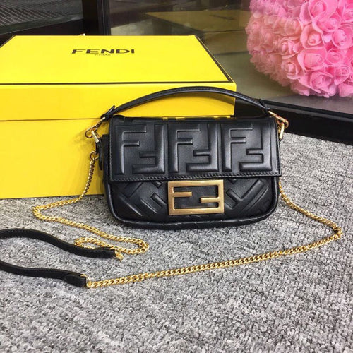 Baguette Nappa Black For Women, Handbags, Shoulder And Crossbody Bags 7.4in/19cm FF 8BS017A72VF15ZW