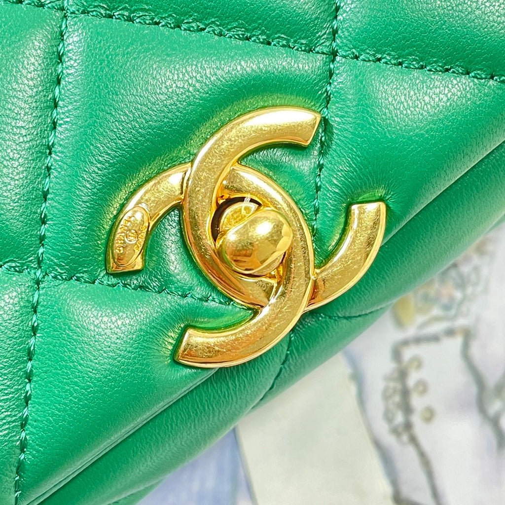 ChanelLarge GlamIap Bag Gold Hardware Green For Women Handbags, Shoulder Bags 9.1in/23cm AS3367