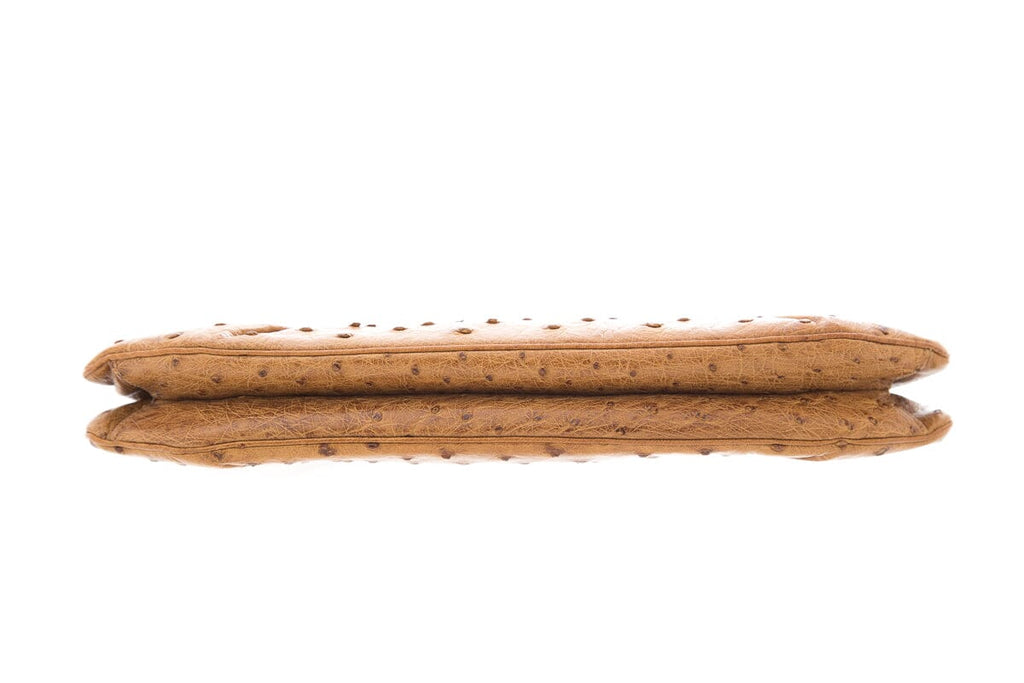 Judith Leiber Brown Ostrich Clutch