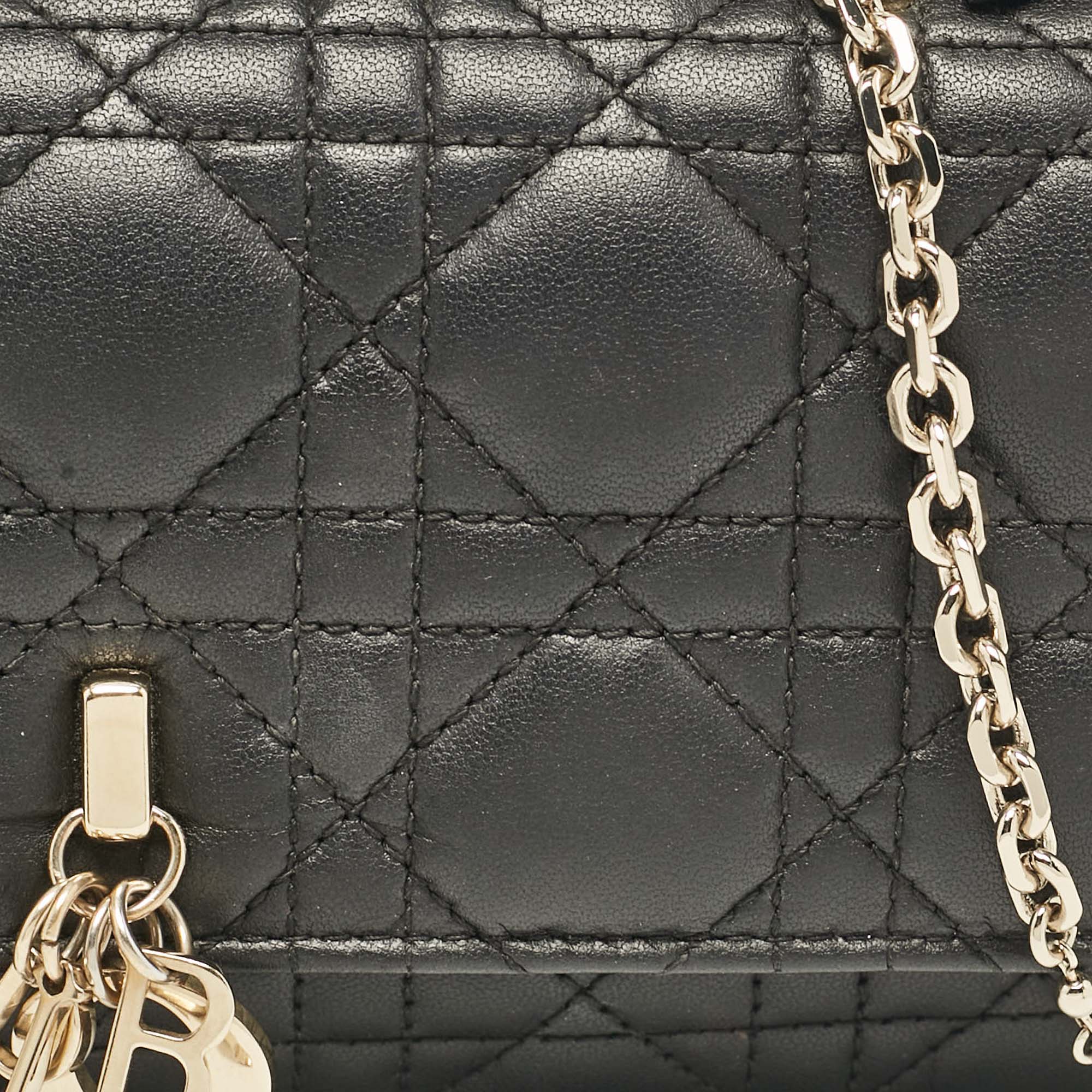 Dior Black Cannage Leather Mini My Dior Top Handle Bag