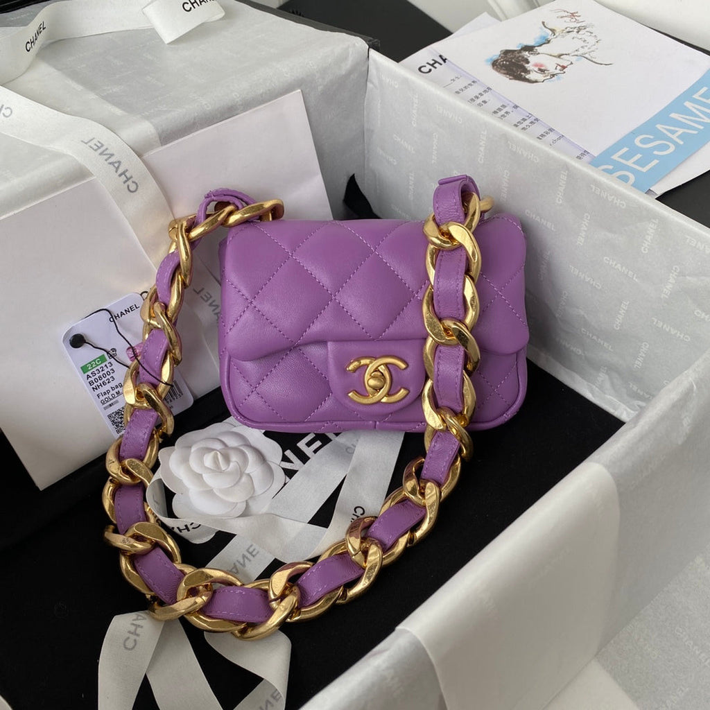 ChanelMini GlamIap Bag Purple For Women Bags Shoulder And Crossbody Bags 6.6in/17cm AS3213