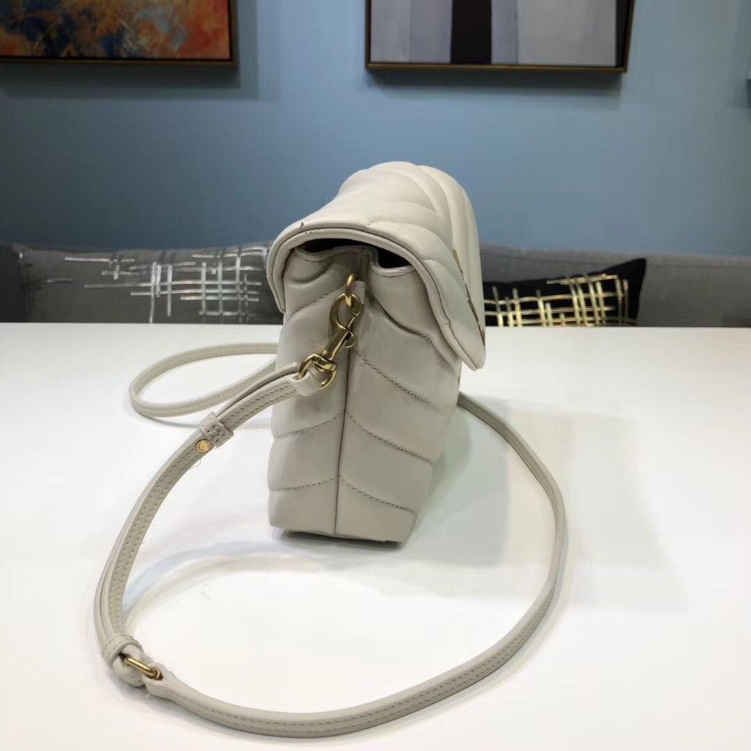 Top Quality Loulou Mini Shoulder Bag White For Women 7in/18cm YSL