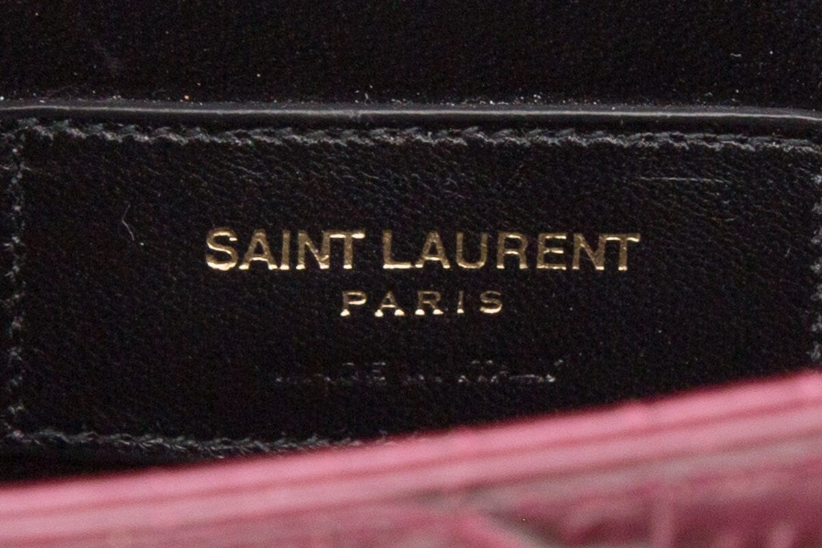 Saint Laurent Burgundy Embossed Croc Clutch