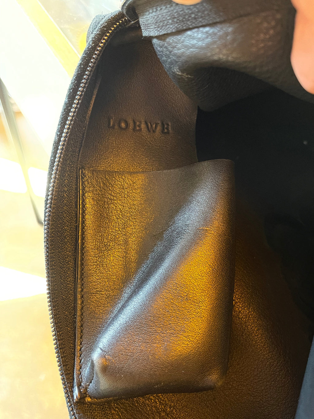 Loewe Black Suede Logo Shoulder Bag