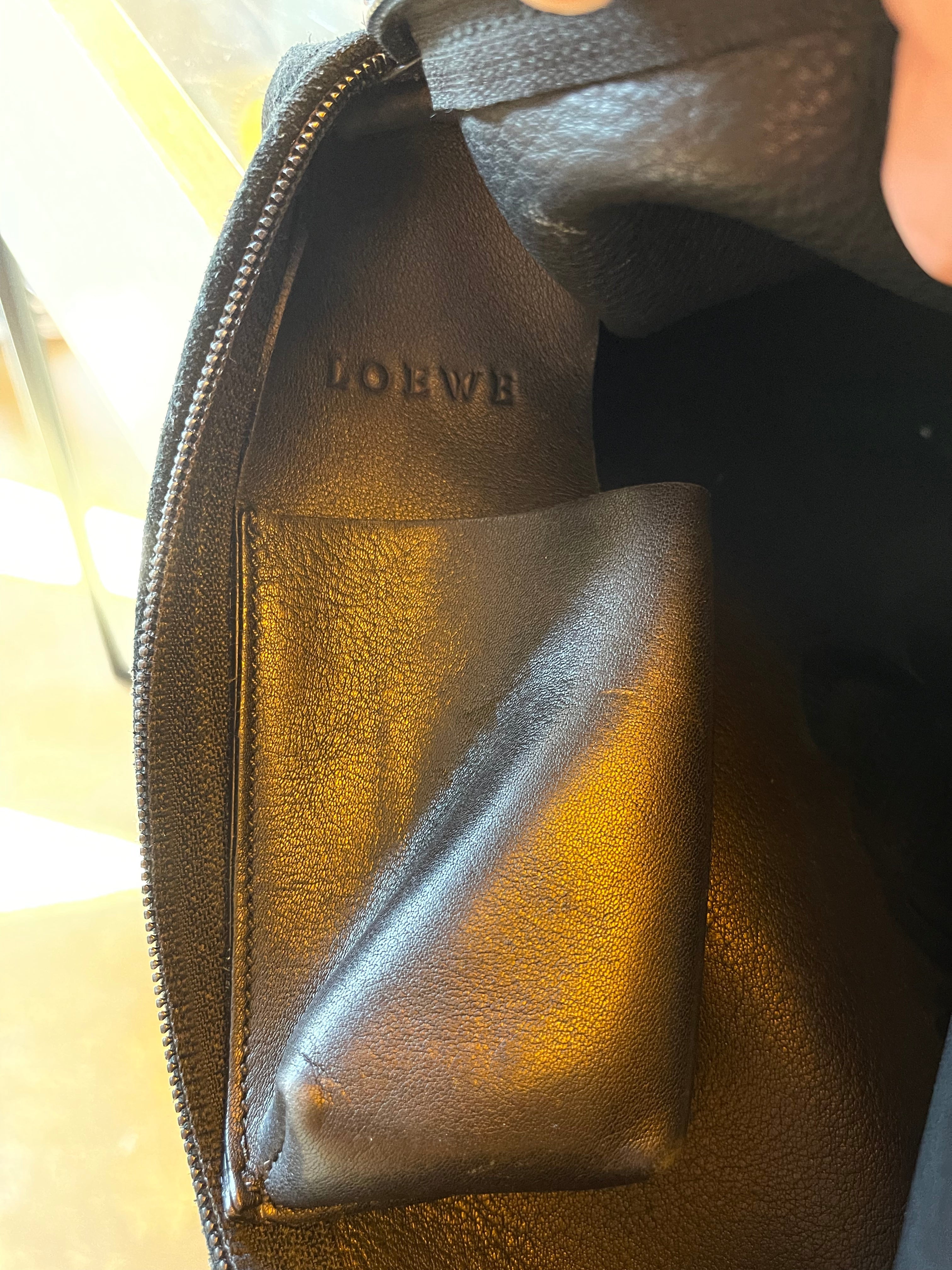 Loewe Black Suede Logo Shoulder Bag