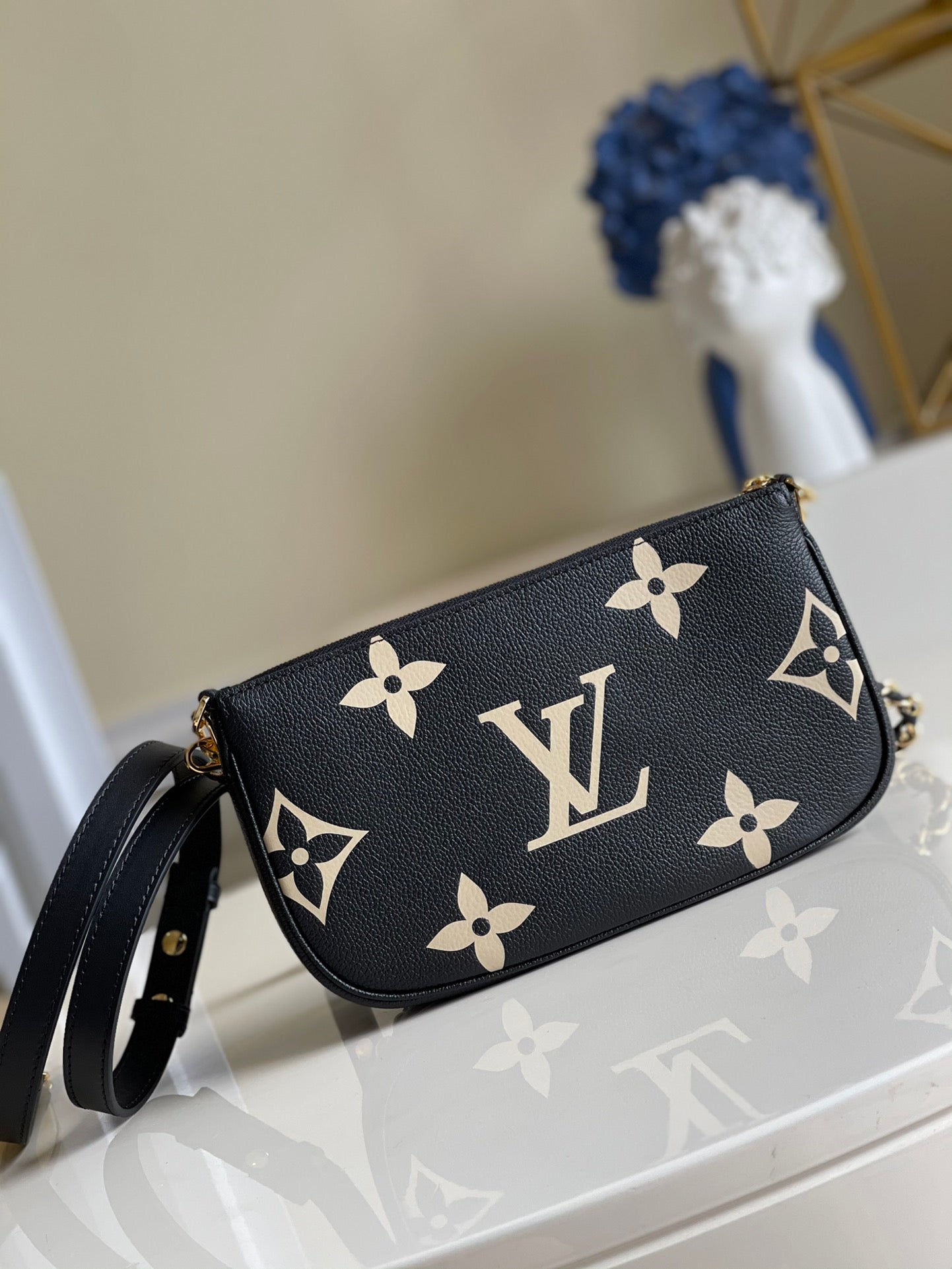 Louis Vuitton Multi Pochette AcGLAMIssoires Monogram Empreinte Black/Cream For Women, WomenÃƒÂ¢Ã¢â€šÂ¬Ã¢â€žÂ¢s Handbags, Shoulder And Crossbody Bags 9.8in/25cm Louis Vuitton M45777