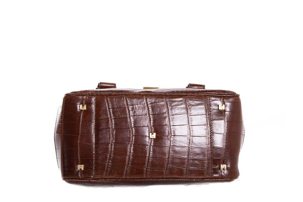 Lambertson Truex Brown Alligator Shoulder Bag