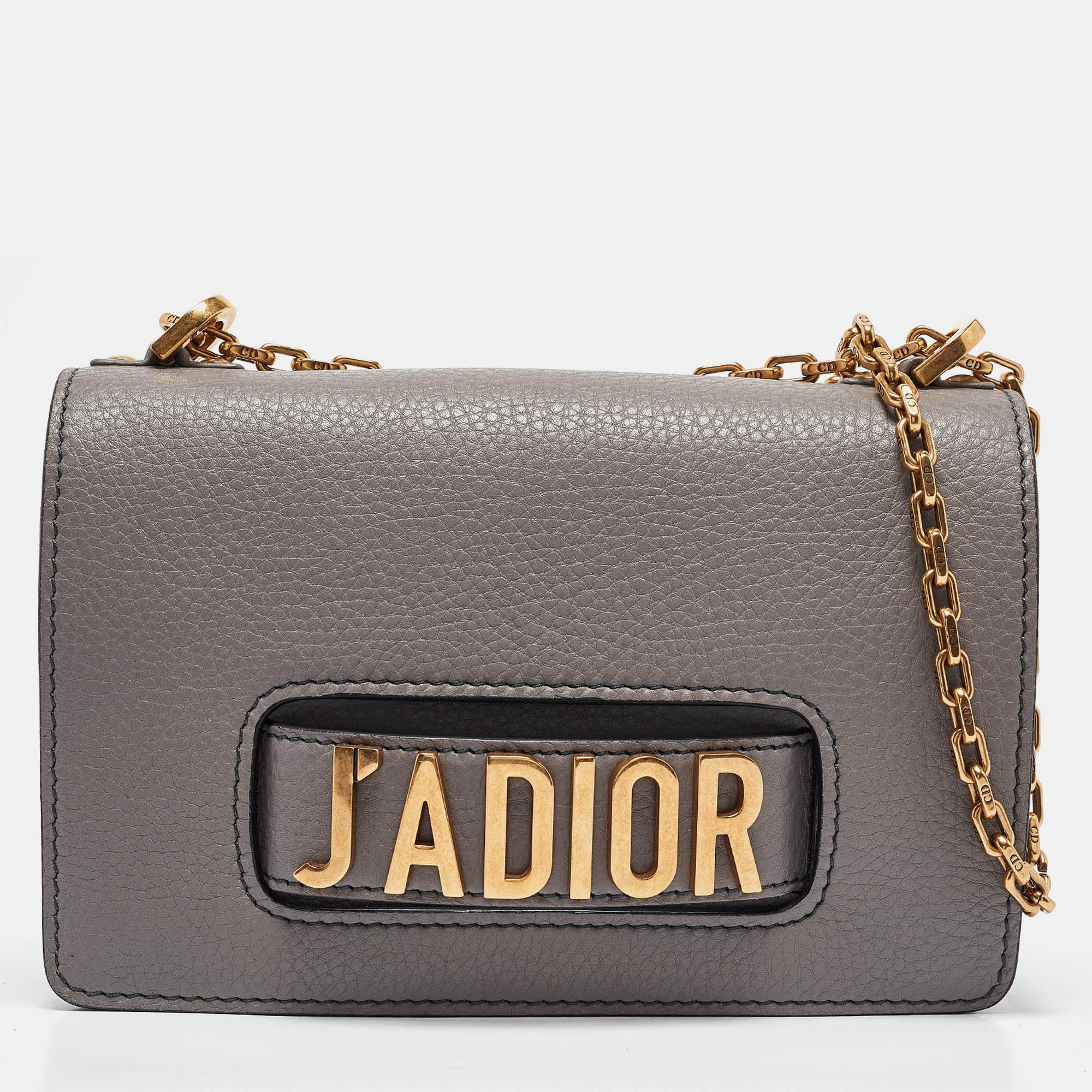 Dior Grey Leather Medium J'adior Flap Shoulder Bag