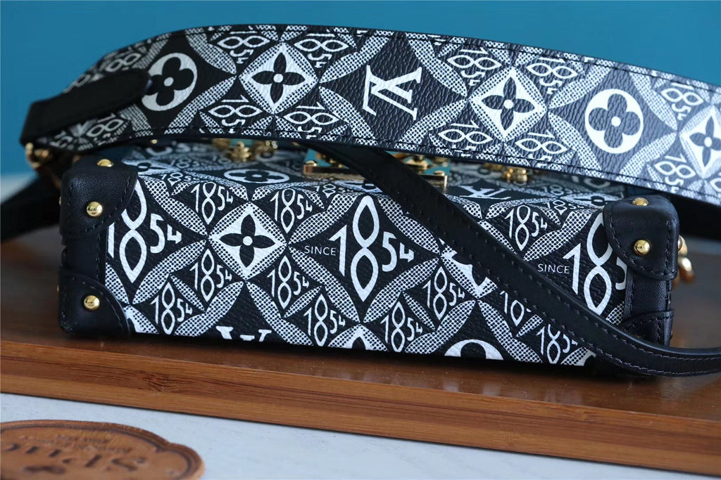 Louis Vuitton Petite Malle Jacquard Since 1854 Black For Women, Women’s Handbags, Shoulder Bags And Crossbody Bags 7.5in/19cm Louis Vuitton