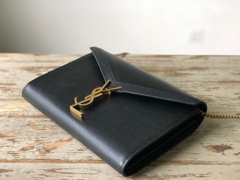 Saint Laurent Cassandra Flap-Front Crossbody Bag Black For Women 8.7in/22cm YSL 