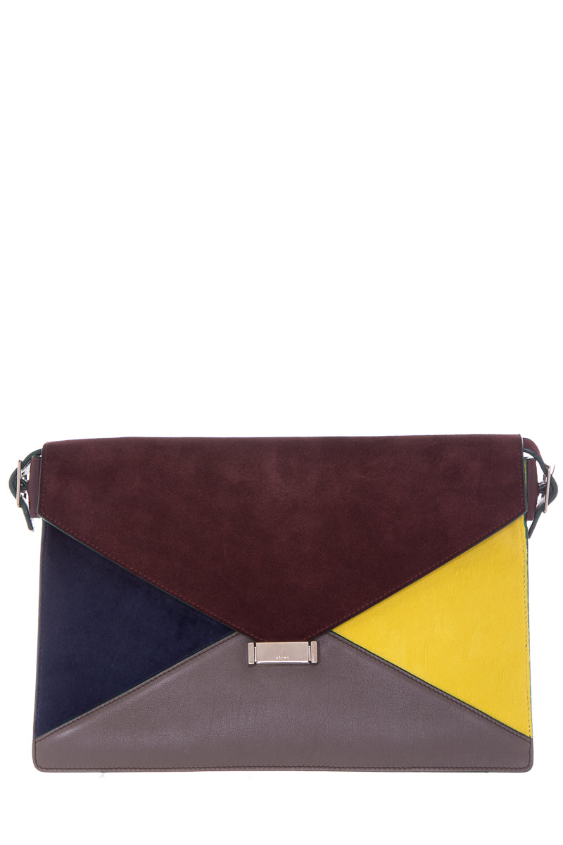 Celineline Multicolor Diamond Suede & Pony Hair Shoulder Bag