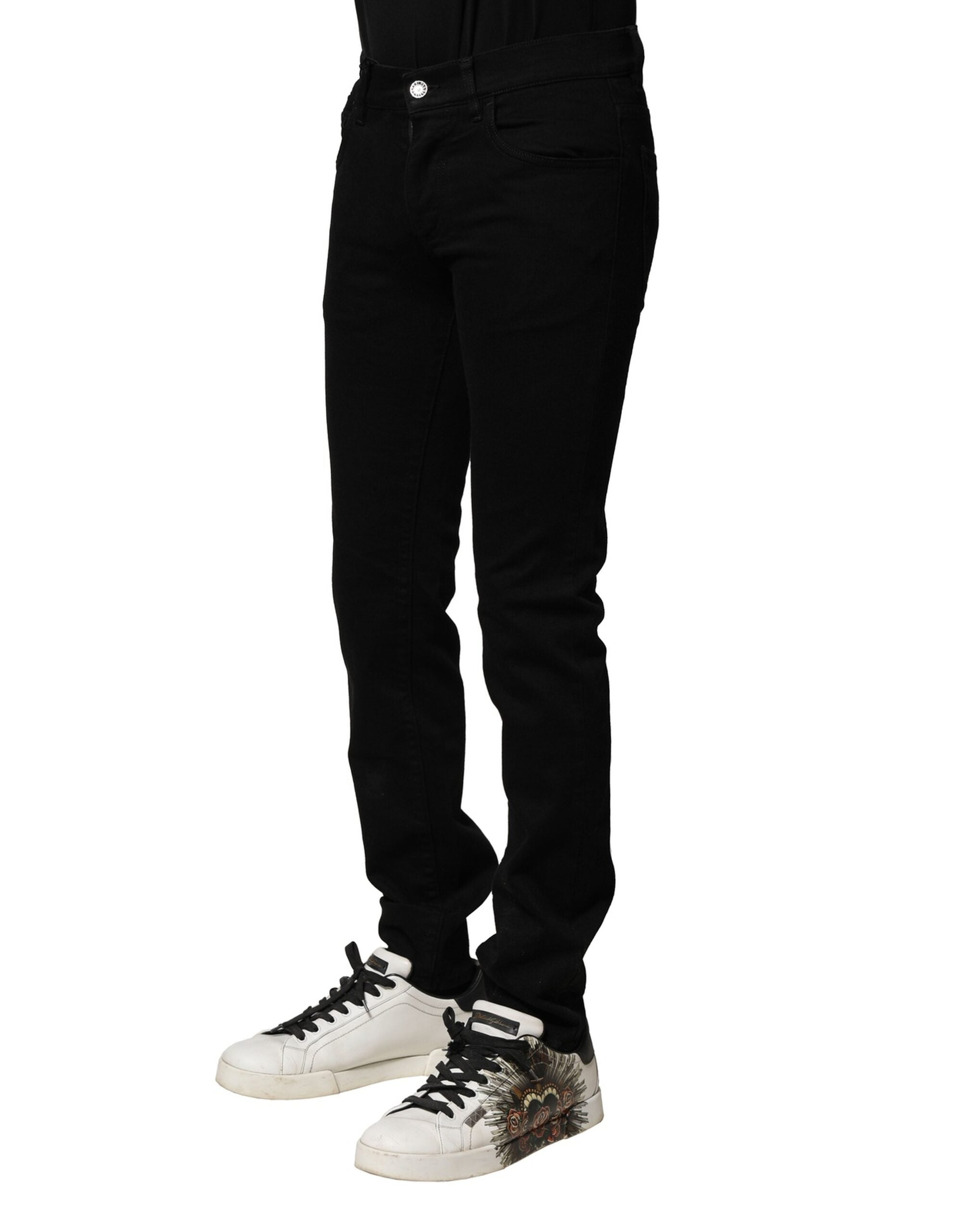 Dolce & Gabbana Black Cotton Stretch Skinny Men Denim Jeans