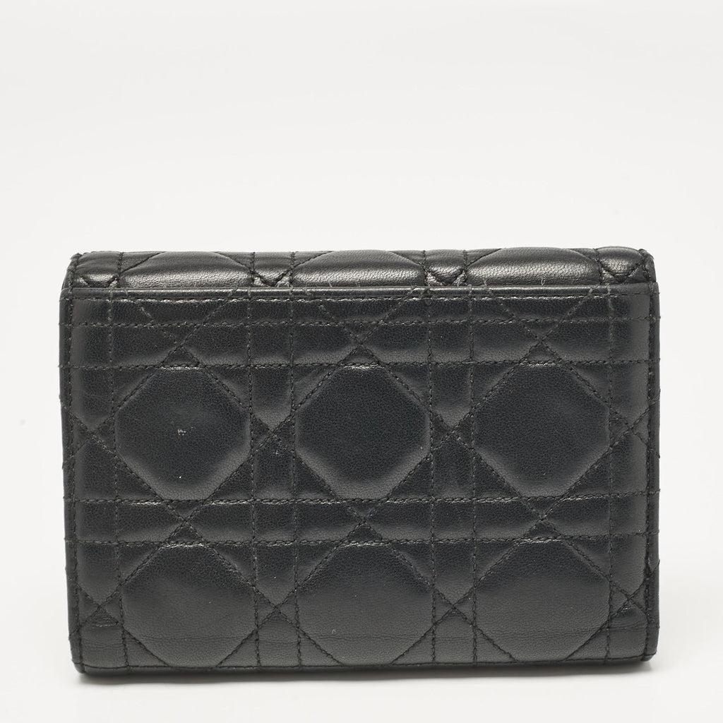 Dior Black Cannage Leather Miss Dior Compact Wallet
