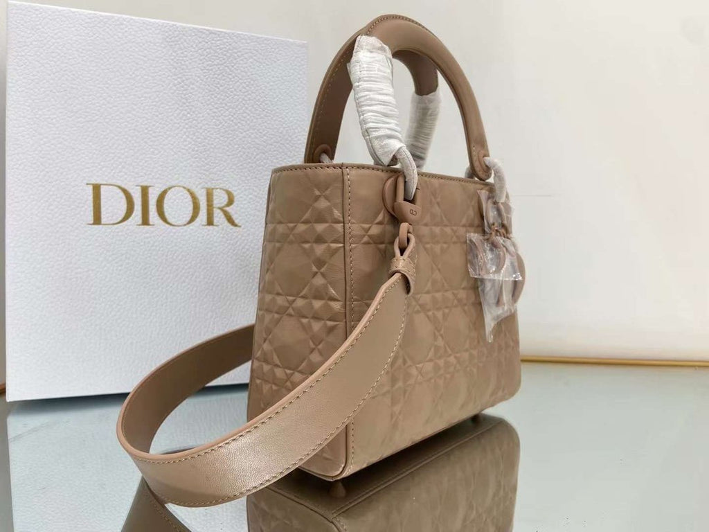 Dior MeDiorum Lady Bag Cannage with Beaded Motif, Brown, For Women Women’s Handbags, Crossbody Bags, 20cm CD