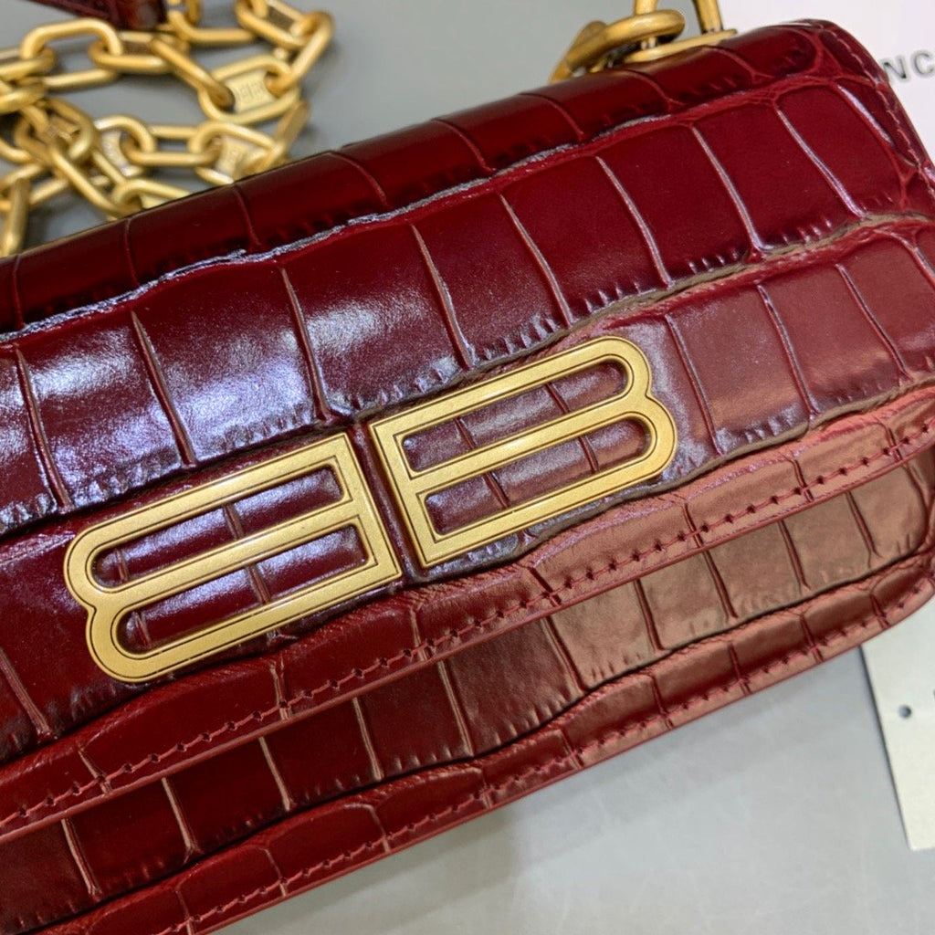 Gossip Small On Chain Shoulder Bag Dark Red, For Women,  Bags 7.4in/19cm