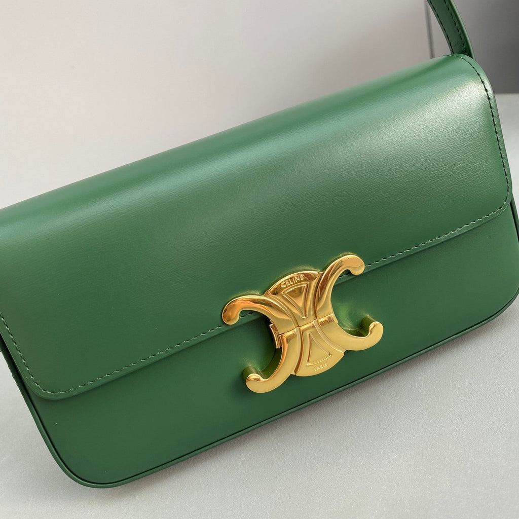 Celine Triomphe Shoulder Bag Green For Women 8in/20cm 