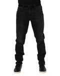 Dolce & Gabbana Black Cotton Logo Plaque Skinny Denim Jeans