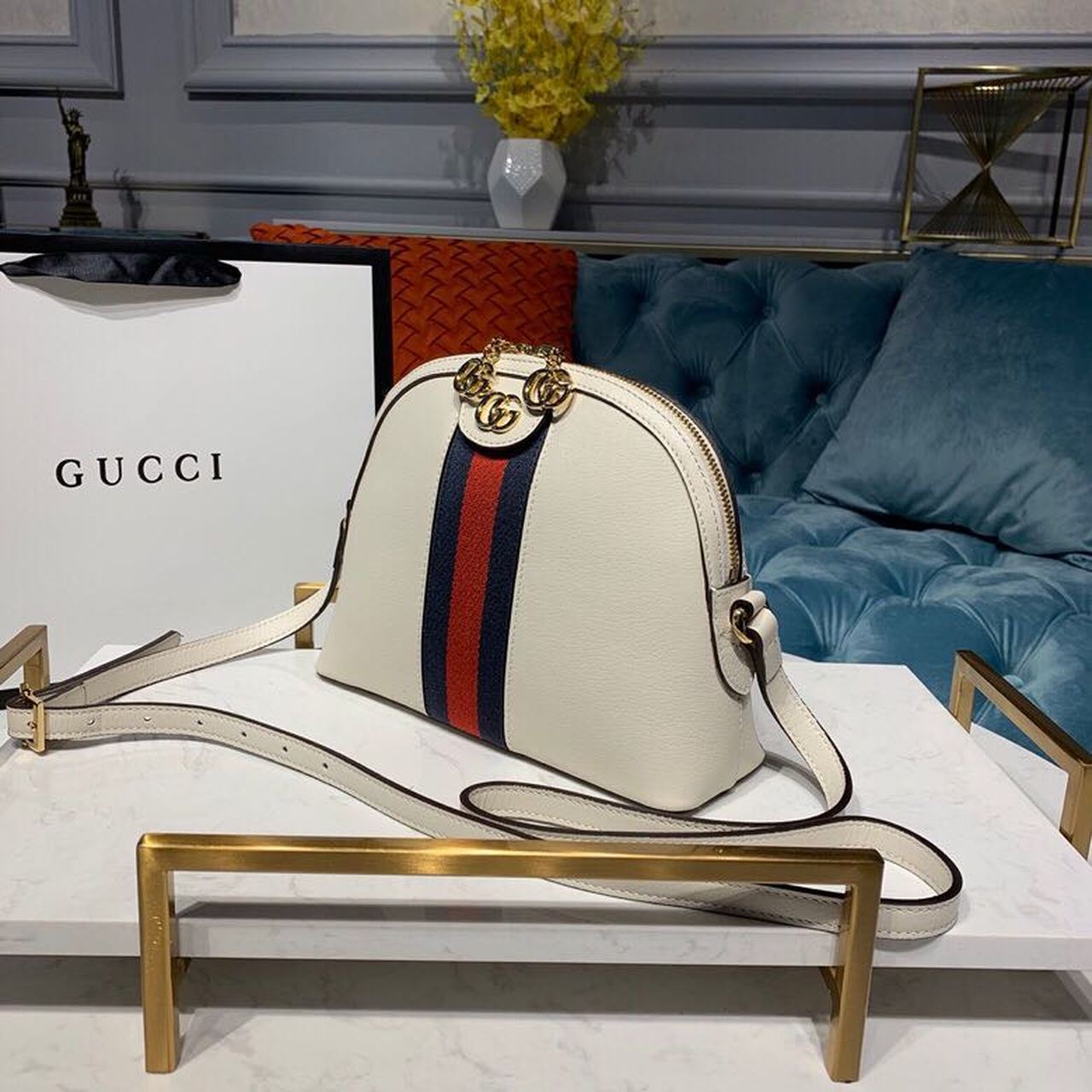 Gucci OphiDiora Shoulder Bag White 9in/24cm
