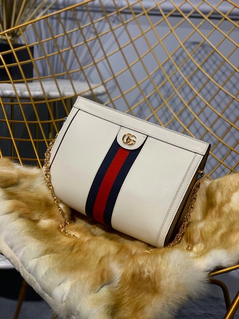 Gucci OphiDiora Small Shoulder Bag White For Women 10in/25cm Gucci 503877-DJ2DG-8454
