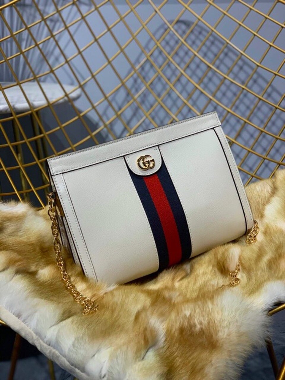 Gucci OphiDiora Small Shoulder Bag White For Women 10in/25cm Gucci 503877-DJ2DG-8454