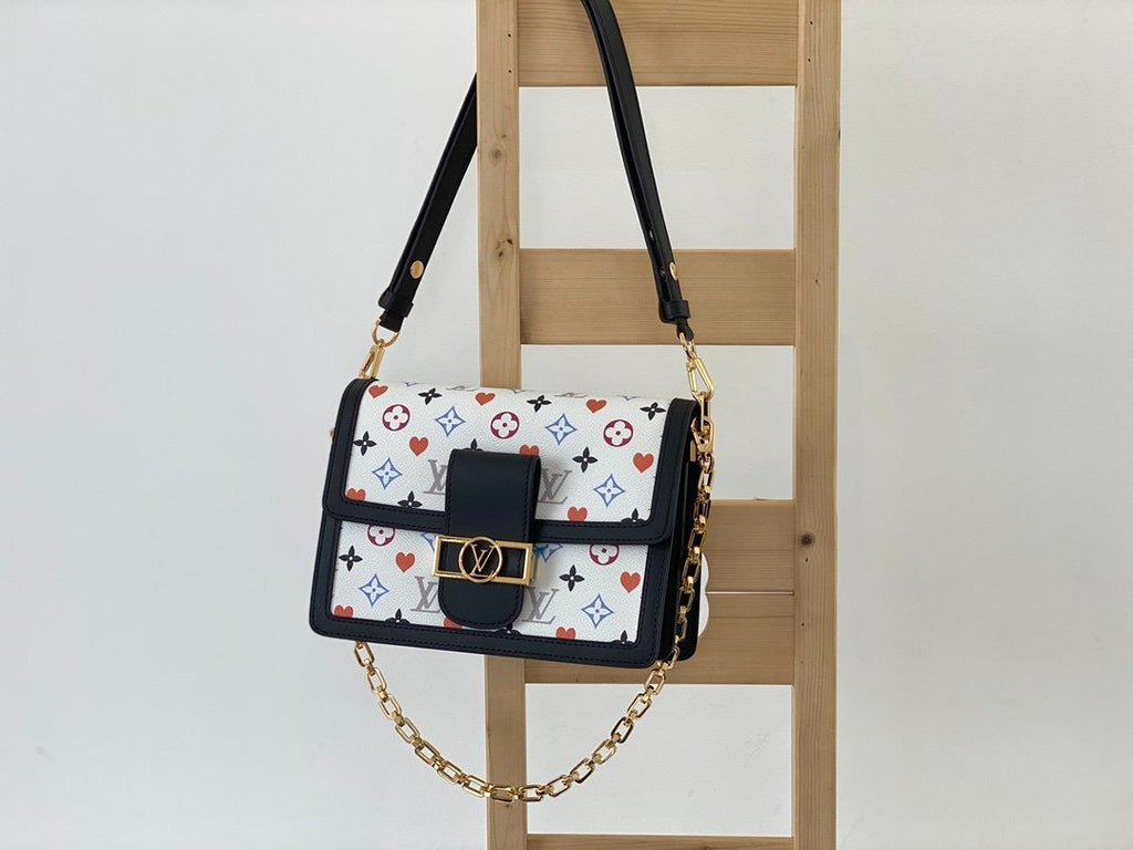 Louis Vuitton Dauphine MM Game On Monogram Canvas White For Women,  Shoulder Bags 9.8in/25cm Louis Vuitton M57463