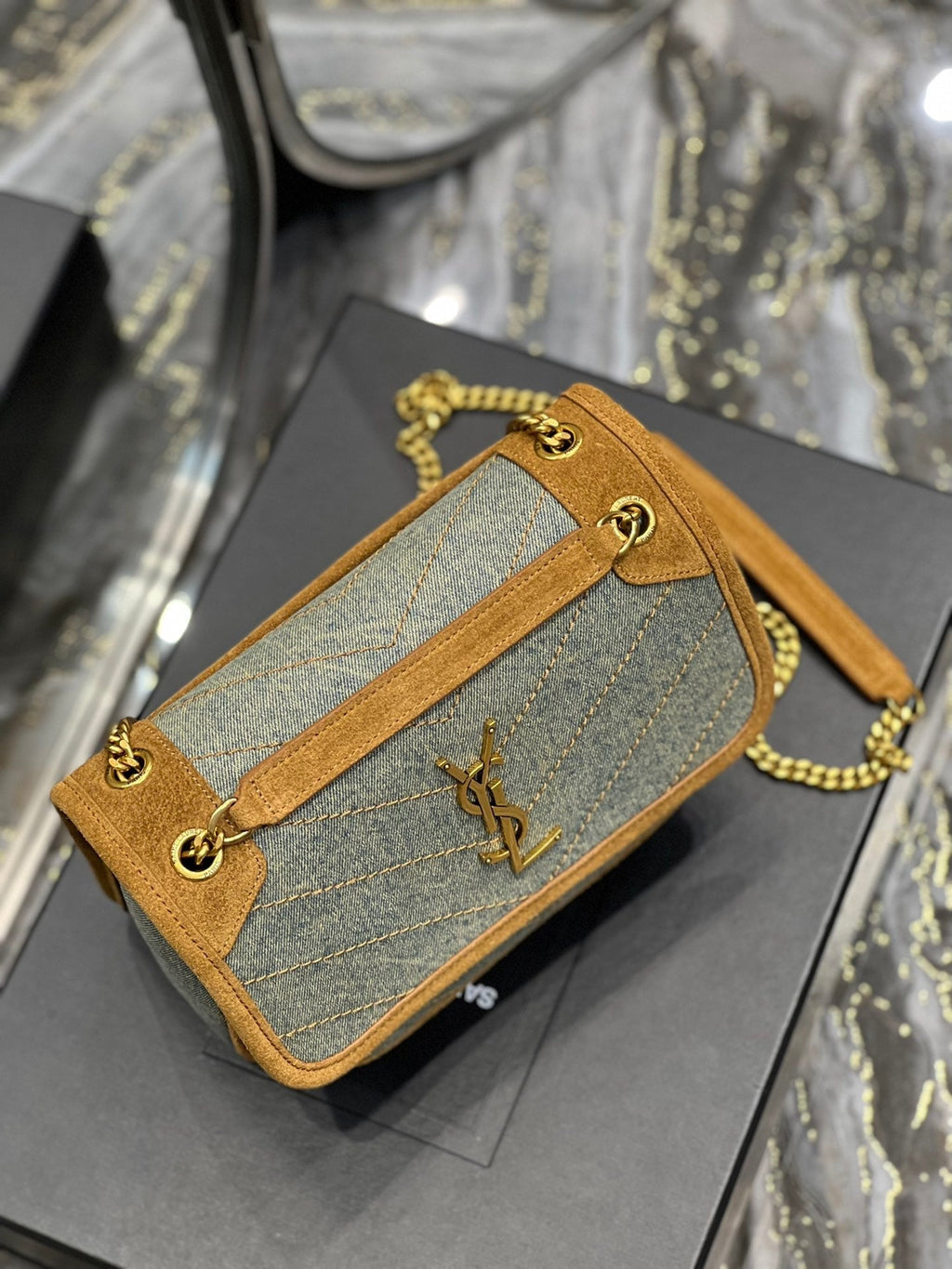 YSSL Niki Mini Chain Bag In Canvas For Women 8in/22cm YSL