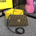 FF Canvas Single Handle 11.8in/30cm Shoulder Bag Brown For Women