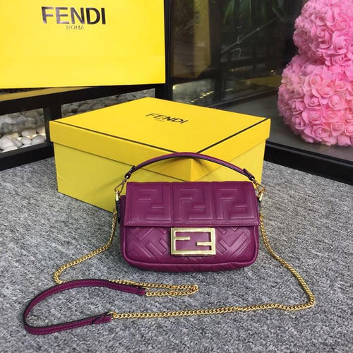 Baguette Nappa Purple For Women, Handbags, Shoulder And Crossbody Bags 7.4in/19cm FF 8BS017