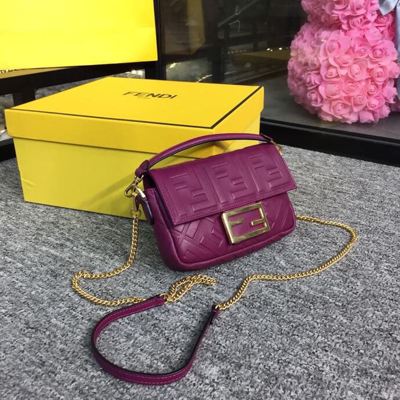 Baguette Nappa Purple For Women, Women’s Handbags, Shoulder And Crossbody Bags 7.4in/19cm FF 8BS017