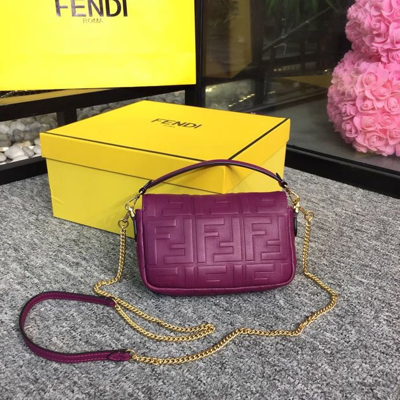 Baguette Nappa Purple For Women, Women’s Handbags, Shoulder And Crossbody Bags 7.4in/19cm FF 8BS017