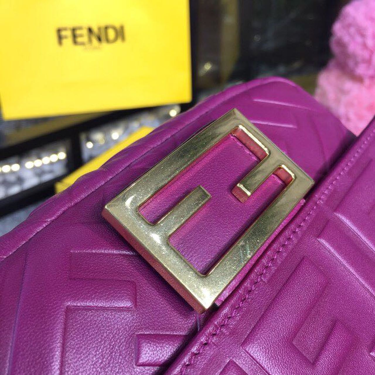 Baguette Nappa Purple For Women, Handbags, Shoulder And Crossbody Bags 7.4in/19cm FF 8BS017