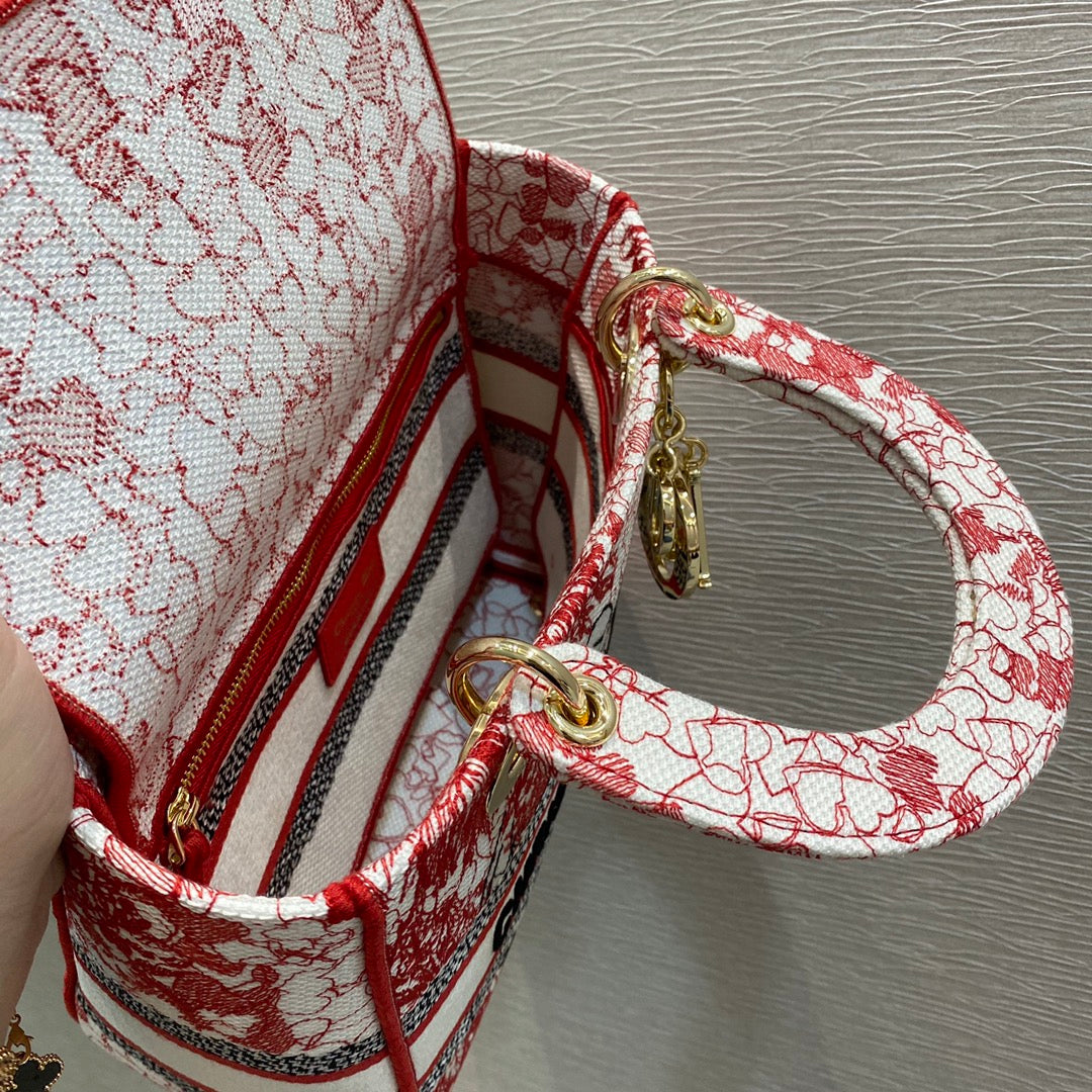 Dior MeDiorum Lady D-Lite Bag, Red Handbags, Crossbody Bags, 24cm CD