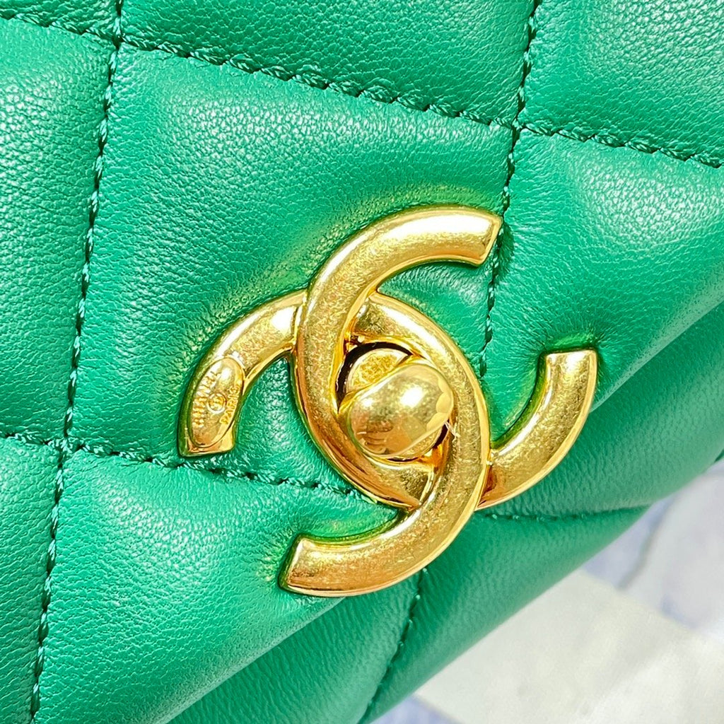 ChanelMini Flap Bag Gold Hardware Green For Women, Women’s Handbags, Shoulder Bags 6.7in/17cm AS3365