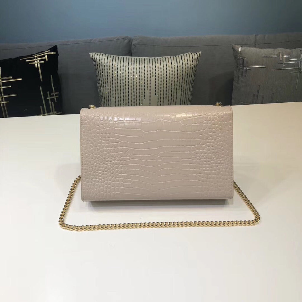 YSSL Kate Small Chain Bag With Tassel In Embossed Beige For Women 7.8in/20cm YSLÂ 