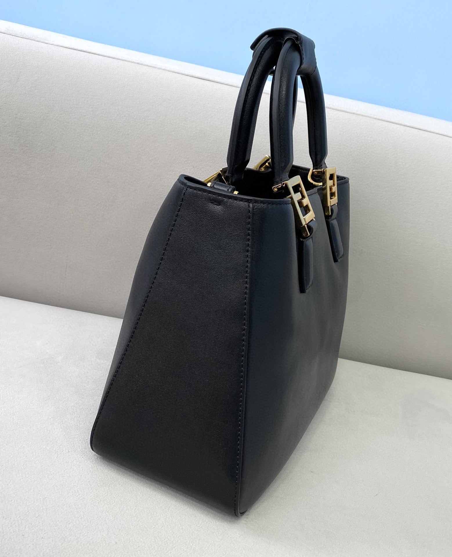 Small FF Tote Shoulder Black Bag For Woman 30cm/12in