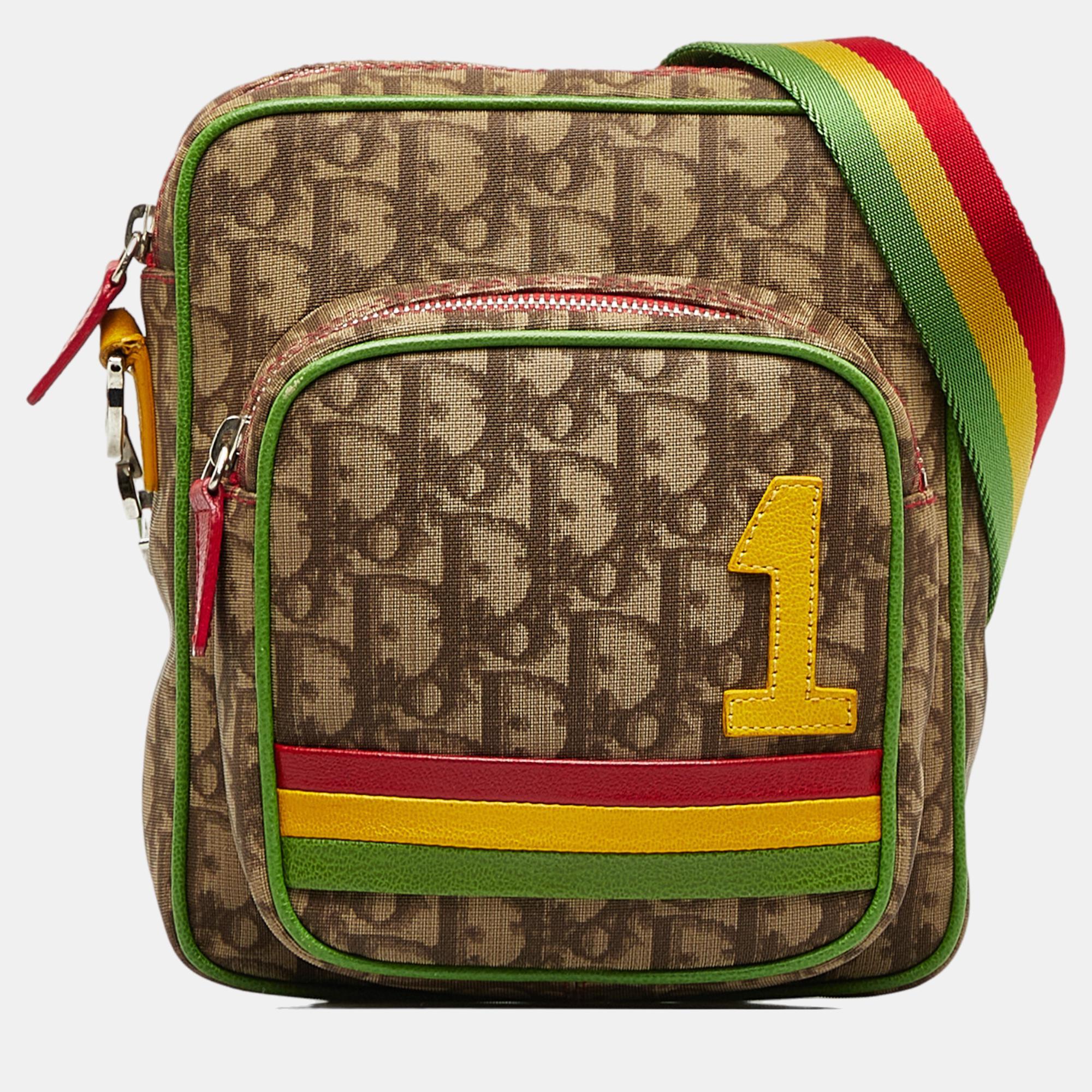 Beige/Br Diorissimo Rasta Crossbody Bag