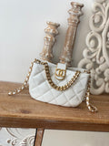 ChanelSmall Hobo Bag Gold Hardware White For Women Handbags, Shoulder Bags 7.5in/19cm