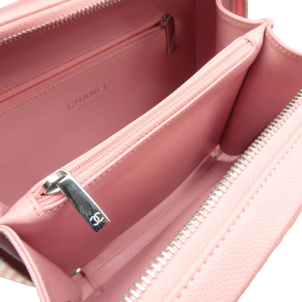 Chanel Vanity Case Filigree CC Medium Caviar Quilted Shoulder Bag Pink