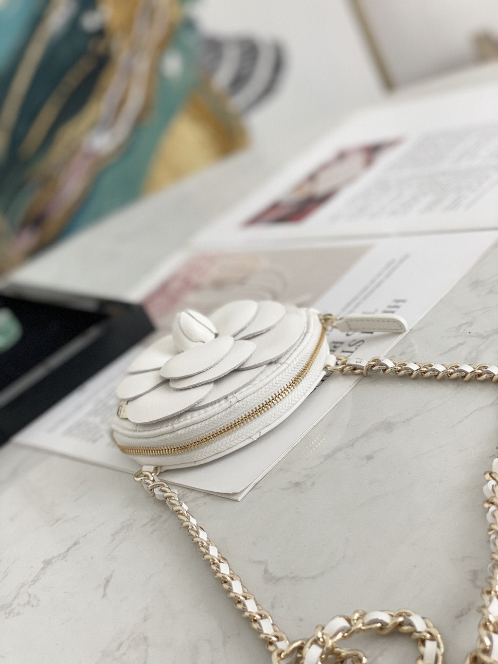 Chanel Camellia Clutch With Chain White Bag For Women 11cm/4in